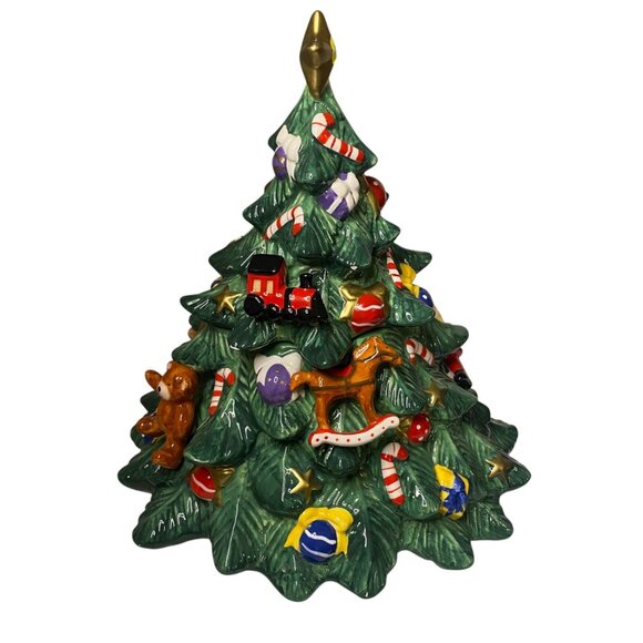 St. Nicholas Square Snowball Buddies Ceramic Christmas Tree Cookie Jar With Lid - Picture 5 of 13